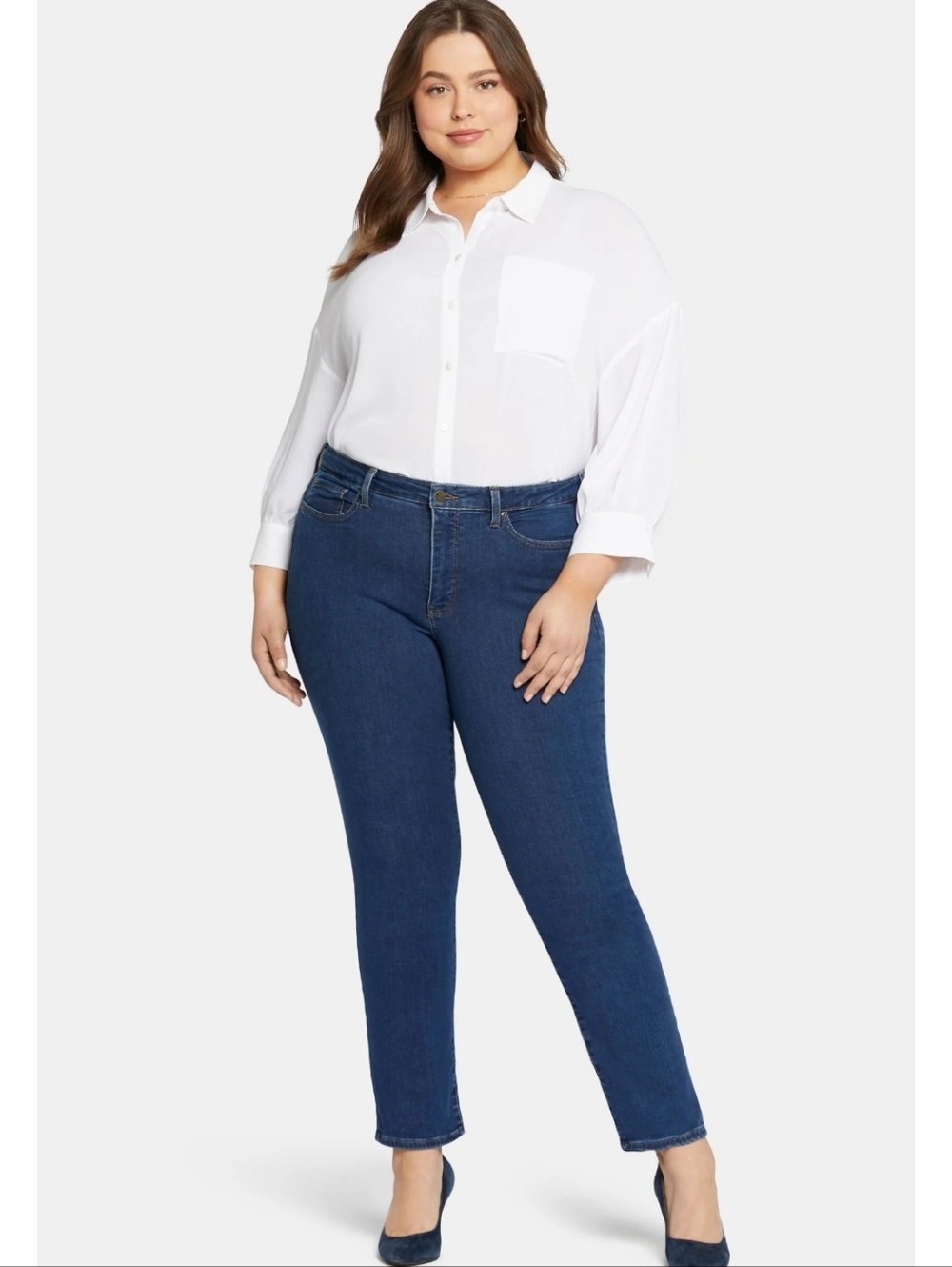 NWT $109 NYDJ 24W Plus Sheri Sweetbay Slim Blue Stretch 5 Pocket Jean Women's